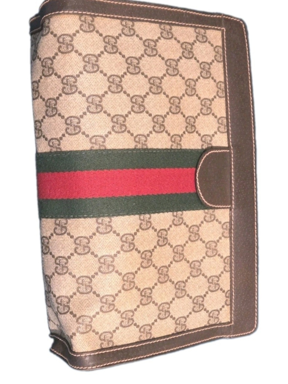 GUCCI VINTAGE GG Monogram Ophidia Sherry Line Brown Classic Bag / Clutch - Picture 3 of 17